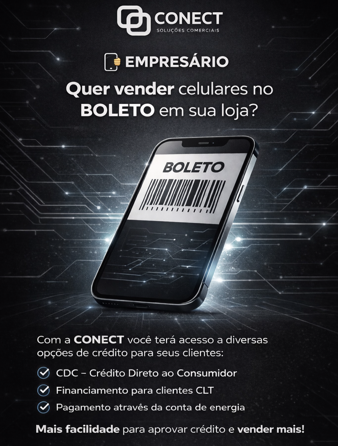 Venda celulares no boleto